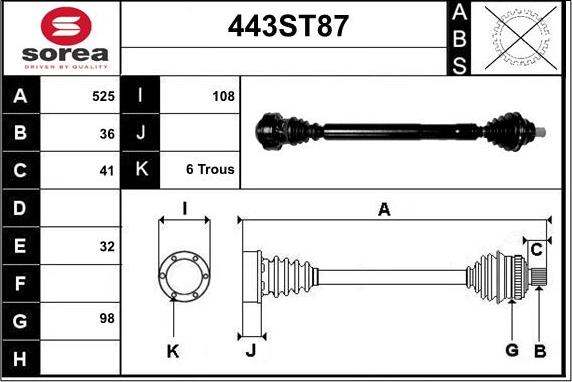 STARTCAR 443ST87 - Приводной вал autospares.lv