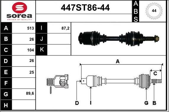 STARTCAR 447ST86-44 - Приводной вал autospares.lv