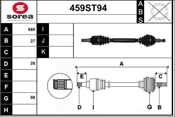 STARTCAR 459ST94 - Приводной вал autospares.lv