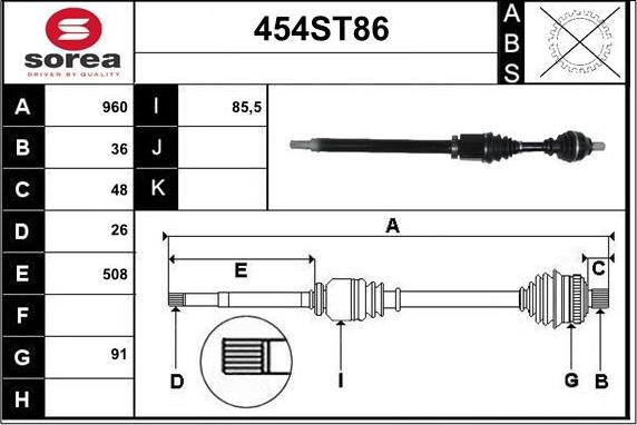 STARTCAR 454ST86 - Приводной вал autospares.lv