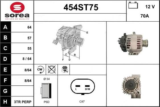 STARTCAR 454ST75 - Генератор autospares.lv