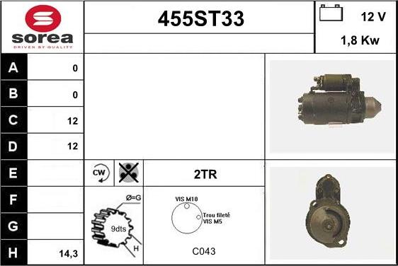 STARTCAR 455ST33 - Стартер autospares.lv