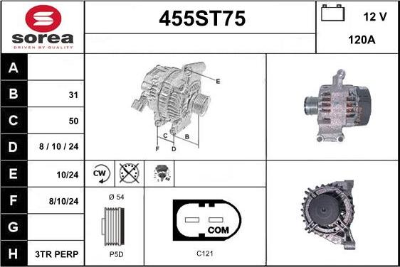 STARTCAR 455ST75 - Генератор autospares.lv