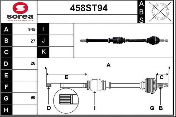 STARTCAR 458ST94 - Приводной вал autospares.lv