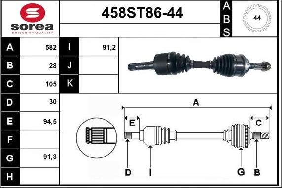 STARTCAR 458ST86-44 - Приводной вал autospares.lv