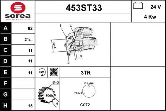 STARTCAR 453ST33 - Стартер autospares.lv