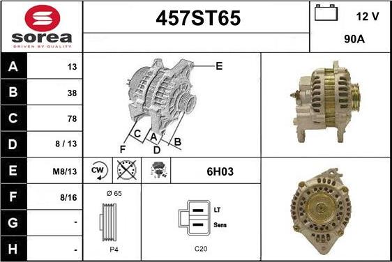 STARTCAR 457ST65 - Генератор autospares.lv