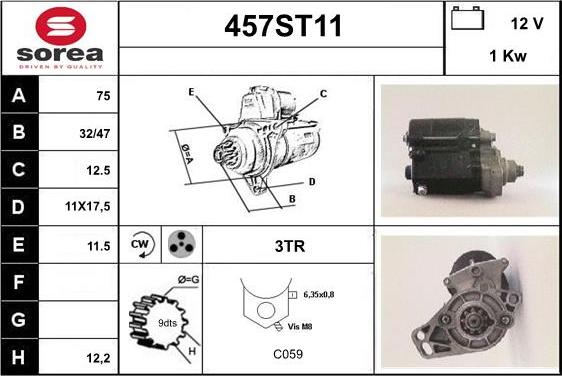 STARTCAR 457ST11 - Стартер autospares.lv