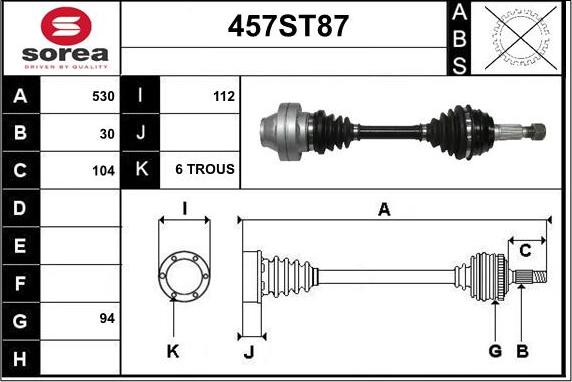 STARTCAR 457ST87 - Приводной вал autospares.lv