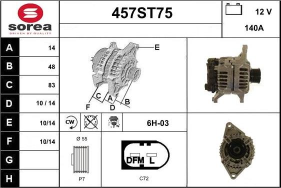 STARTCAR 457ST75 - Генератор autospares.lv