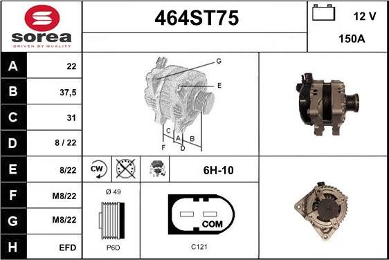 STARTCAR 464ST75 - Генератор autospares.lv