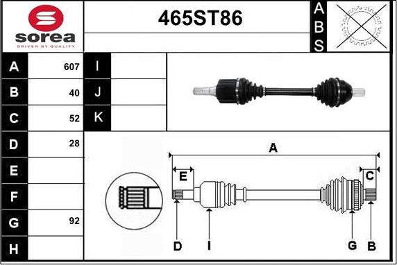 STARTCAR 465ST86 - Приводной вал autospares.lv