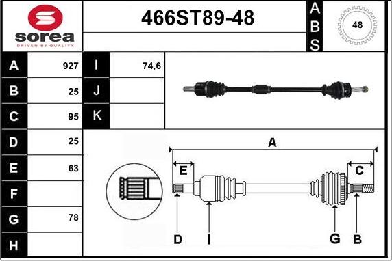 STARTCAR 466ST89-48 - Приводной вал autospares.lv