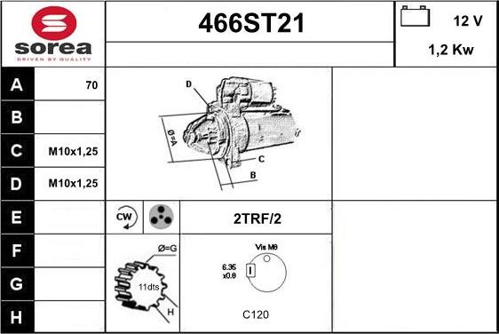 STARTCAR 466ST21 - Стартер autospares.lv