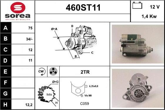 STARTCAR 460ST11 - Стартер autospares.lv