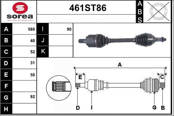 STARTCAR 461ST86 - Приводной вал autospares.lv