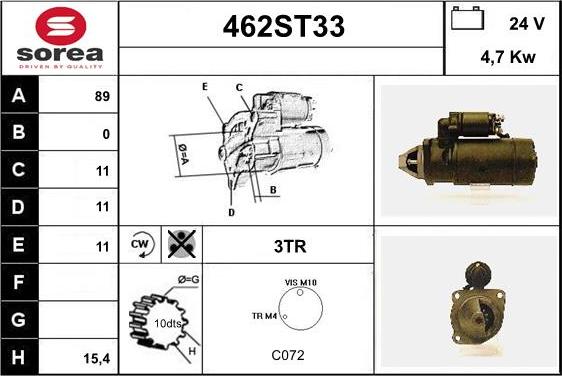 STARTCAR 462ST33 - Стартер autospares.lv