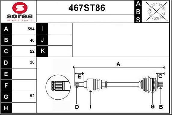 STARTCAR 467ST86 - Приводной вал autospares.lv