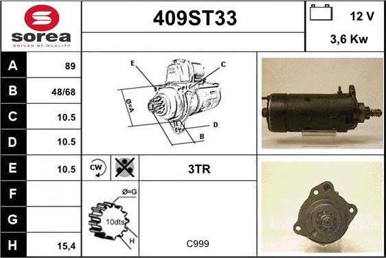 STARTCAR 409ST33 - Стартер autospares.lv