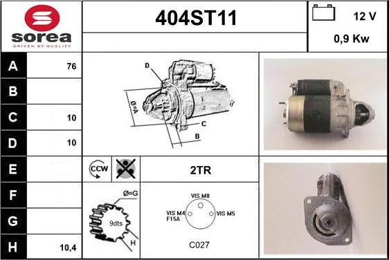 STARTCAR 404ST11 - Стартер autospares.lv