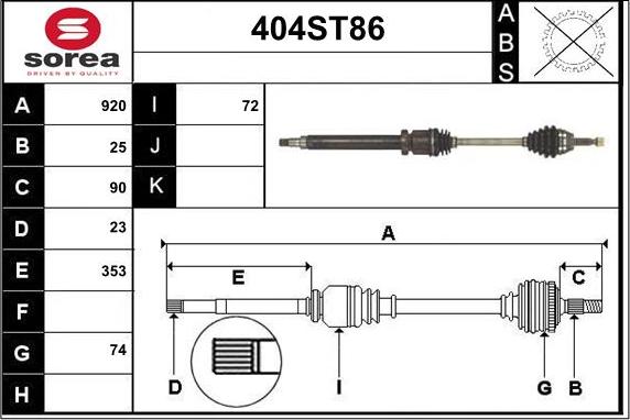 STARTCAR 404ST86 - Приводной вал autospares.lv