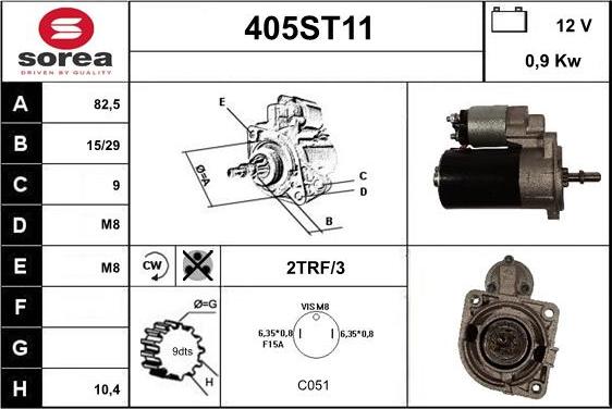 STARTCAR 405ST11 - Стартер autospares.lv