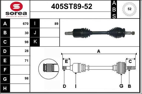 STARTCAR 405ST89-52 - Приводной вал autospares.lv