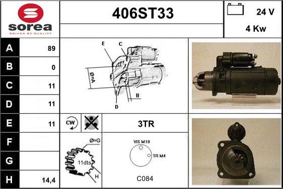 STARTCAR 406ST33 - Стартер autospares.lv