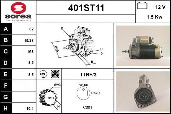 STARTCAR 401ST11 - Стартер autospares.lv