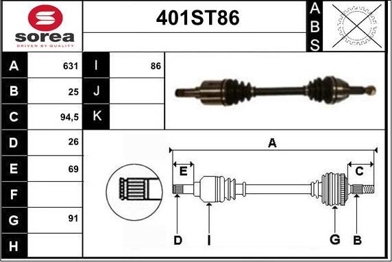 STARTCAR 401ST86 - Приводной вал autospares.lv