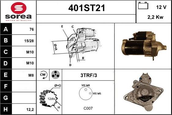 STARTCAR 401ST21 - Стартер autospares.lv