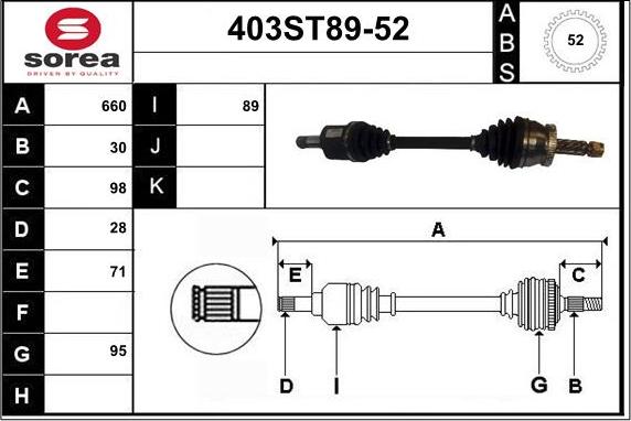 STARTCAR 403ST89-52 - Приводной вал autospares.lv