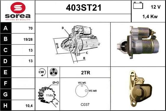 STARTCAR 403ST21 - Стартер autospares.lv