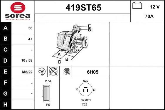 STARTCAR 419ST65 - Генератор autospares.lv