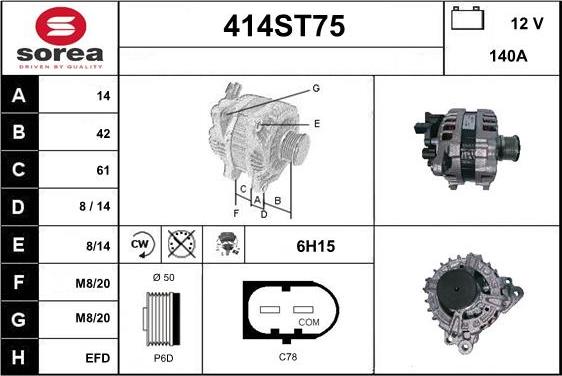 STARTCAR 414ST75 - Генератор autospares.lv