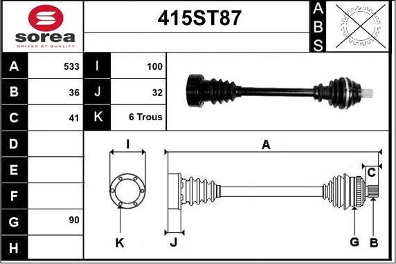 STARTCAR 415ST87 - Приводной вал autospares.lv