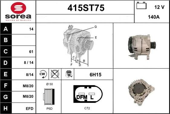 STARTCAR 415ST75 - Генератор autospares.lv