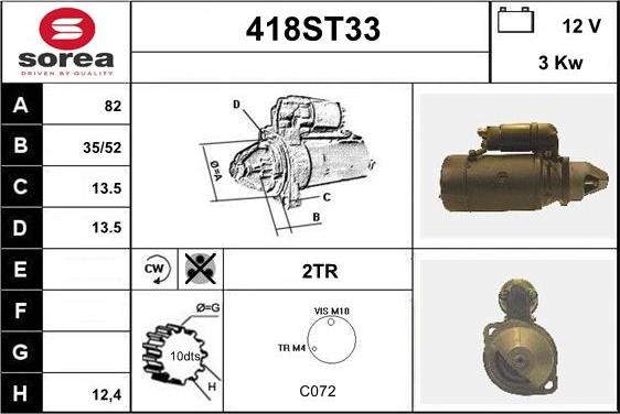 STARTCAR 418ST33 - Стартер autospares.lv