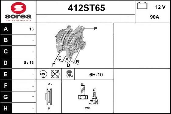 STARTCAR 412ST65 - Генератор autospares.lv