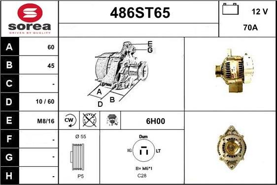 STARTCAR 486ST65 - Генератор autospares.lv