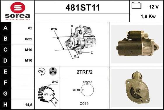 STARTCAR 481ST11 - Стартер autospares.lv