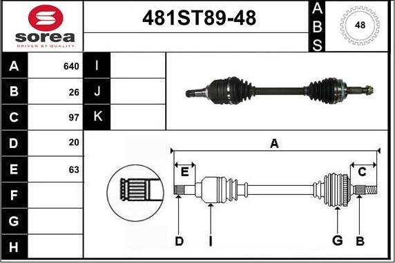 STARTCAR 481ST89-48 - Приводной вал autospares.lv