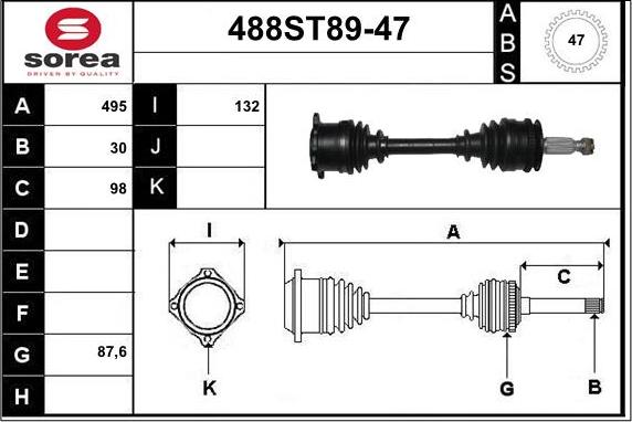 STARTCAR 488ST89-47 - Приводной вал autospares.lv