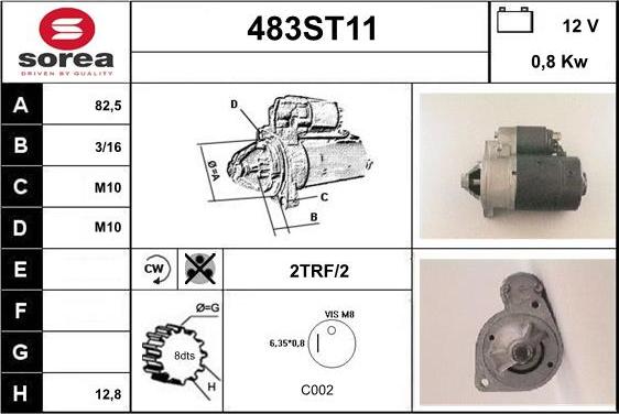 STARTCAR 483ST11 - Стартер autospares.lv