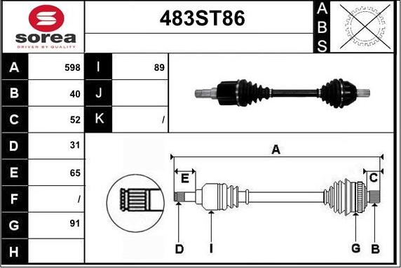 STARTCAR 483ST86 - Приводной вал autospares.lv