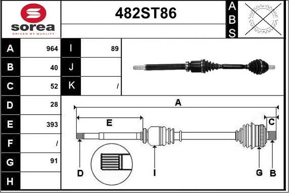 STARTCAR 482ST86 - Приводной вал autospares.lv