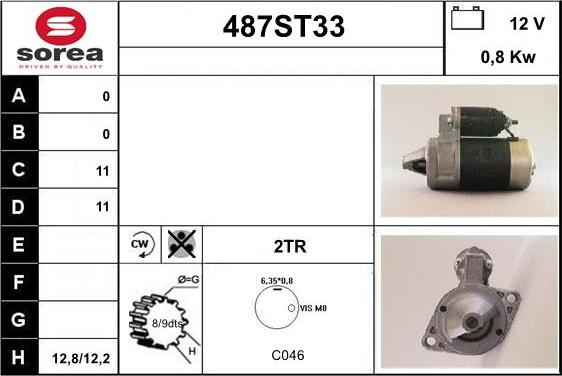 STARTCAR 487ST33 - Стартер autospares.lv