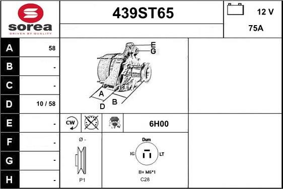 STARTCAR 439ST65 - Генератор autospares.lv