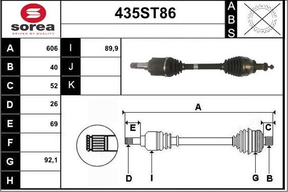 STARTCAR 435ST86 - Приводной вал autospares.lv