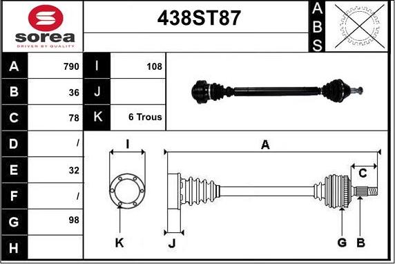 STARTCAR 438ST87 - Приводной вал autospares.lv